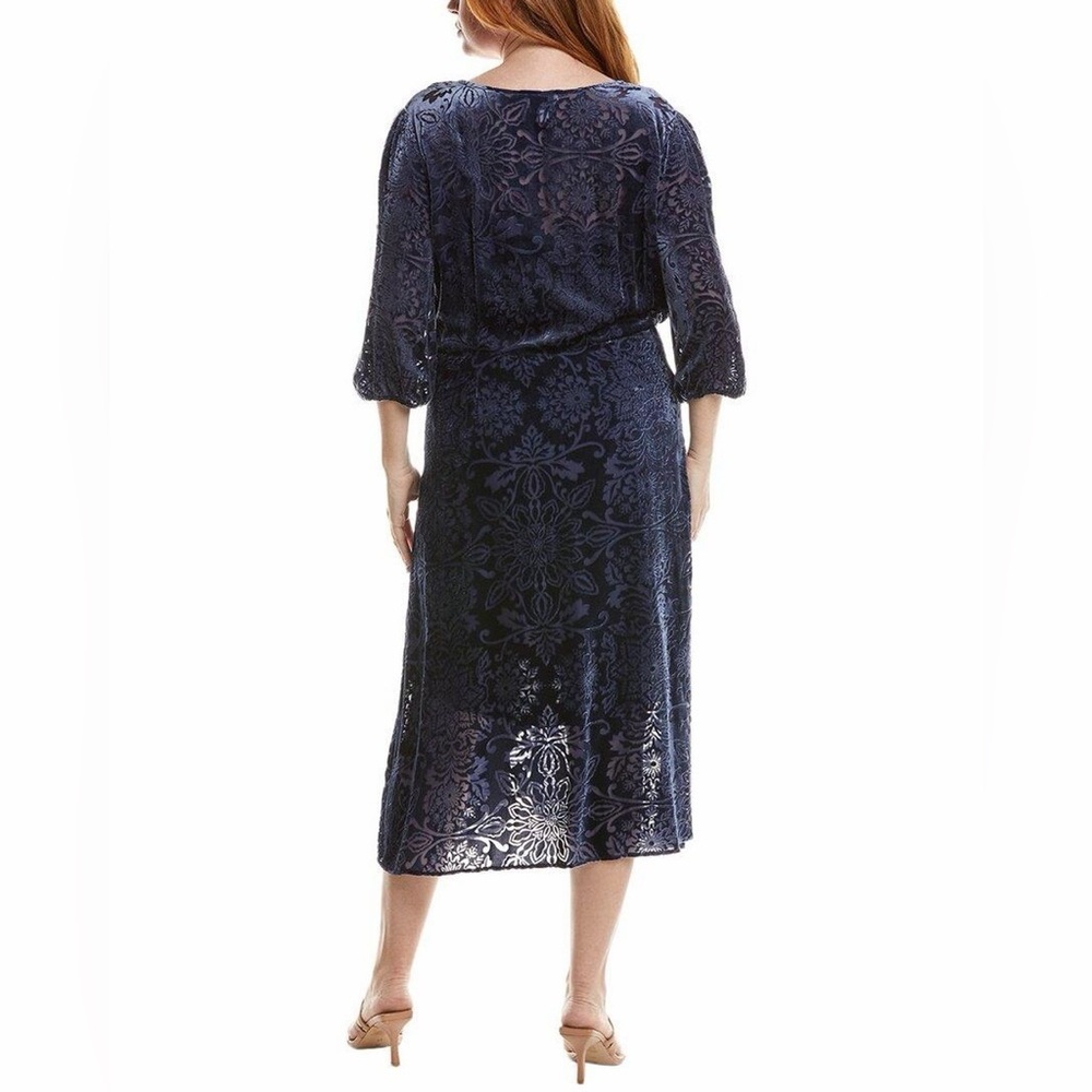 Johnny Was JADE Ryan Silk Velvet Burnout Midi Dress Bohemian Whimsigoth Floral - Picture 5 of 14